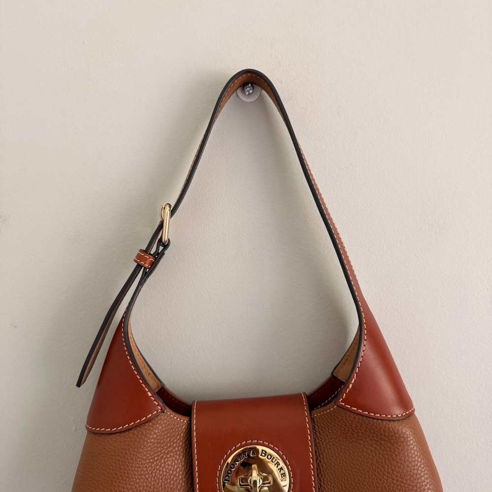 CARAMEL DOONEY AND BOURKE PEBBLE TURNLOCK HOBO 26 - Picture 2 of 7